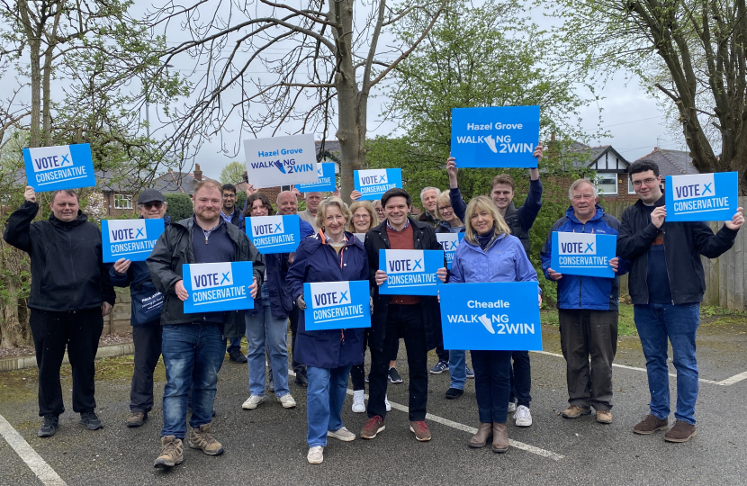 Stockport Borough Conservatives with signs