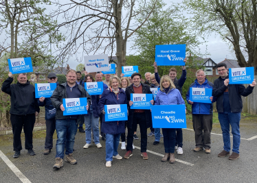 Stockport Borough Conservatives with signs